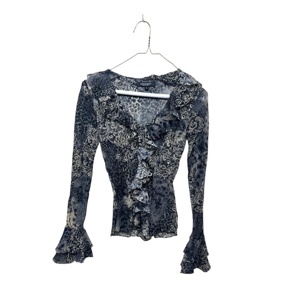 Y2K Lace Ruffle Fairycore Blouse Small Karen Kane - Picture 1 of 3